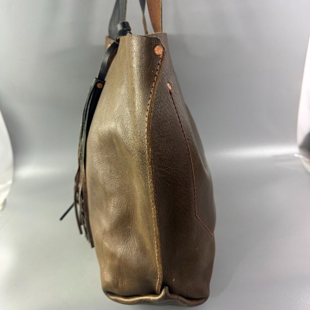 Arden + James Brown Leather Tall Carryall Tote Bag - Picture 4 of 13